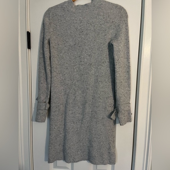 LOFT Gray Sweater Dress with Bow Sleeve Accents - Picture 2 of 8